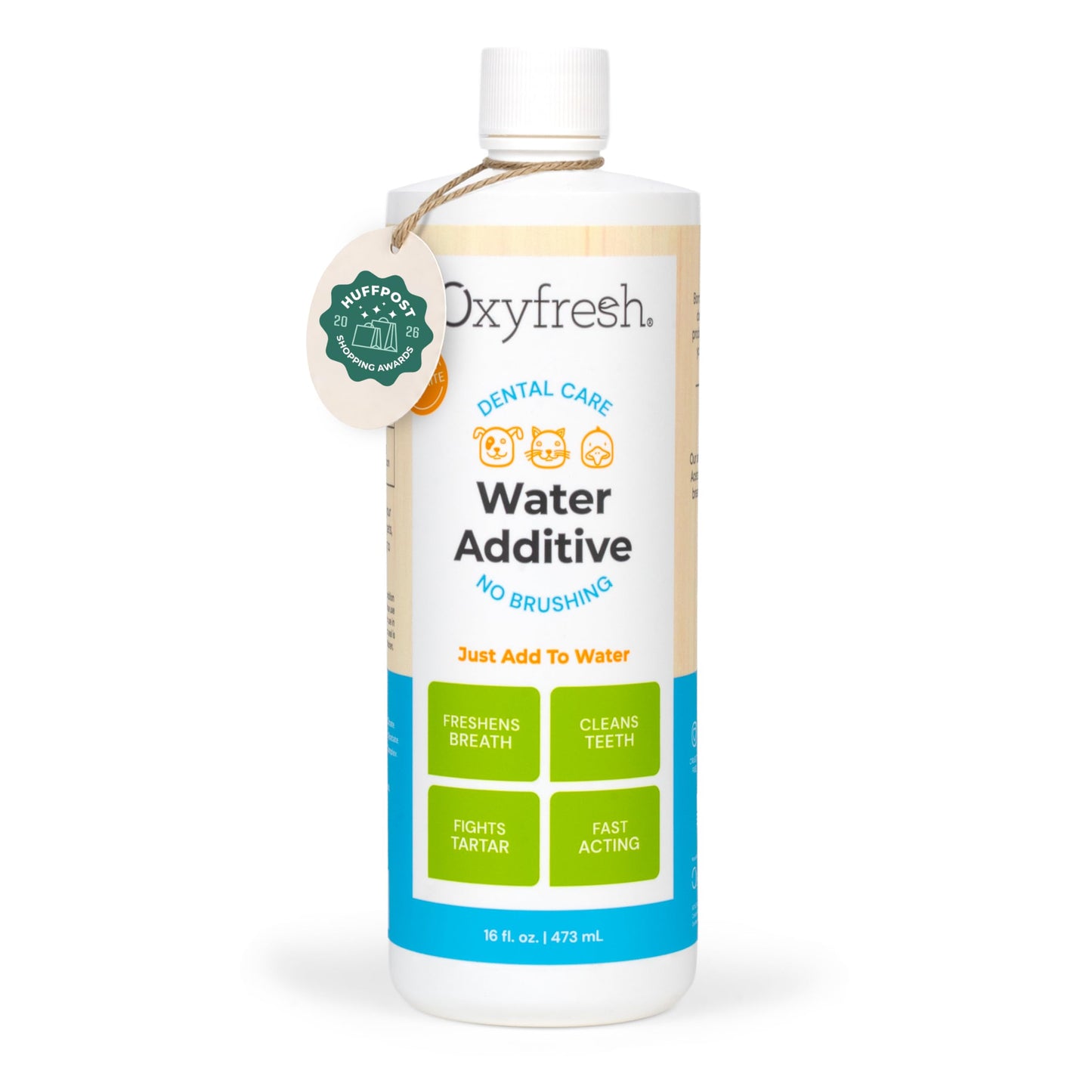 HOTOxyfresh Premium Pet Dental Care Solution Pet Water Additive: Best Way to Eliminate Bad Dog Breath and Cat Bad Breath - Fights Tartar & Plaque - So Easy, Just Add to Water! Vet Recommended 16 oz.