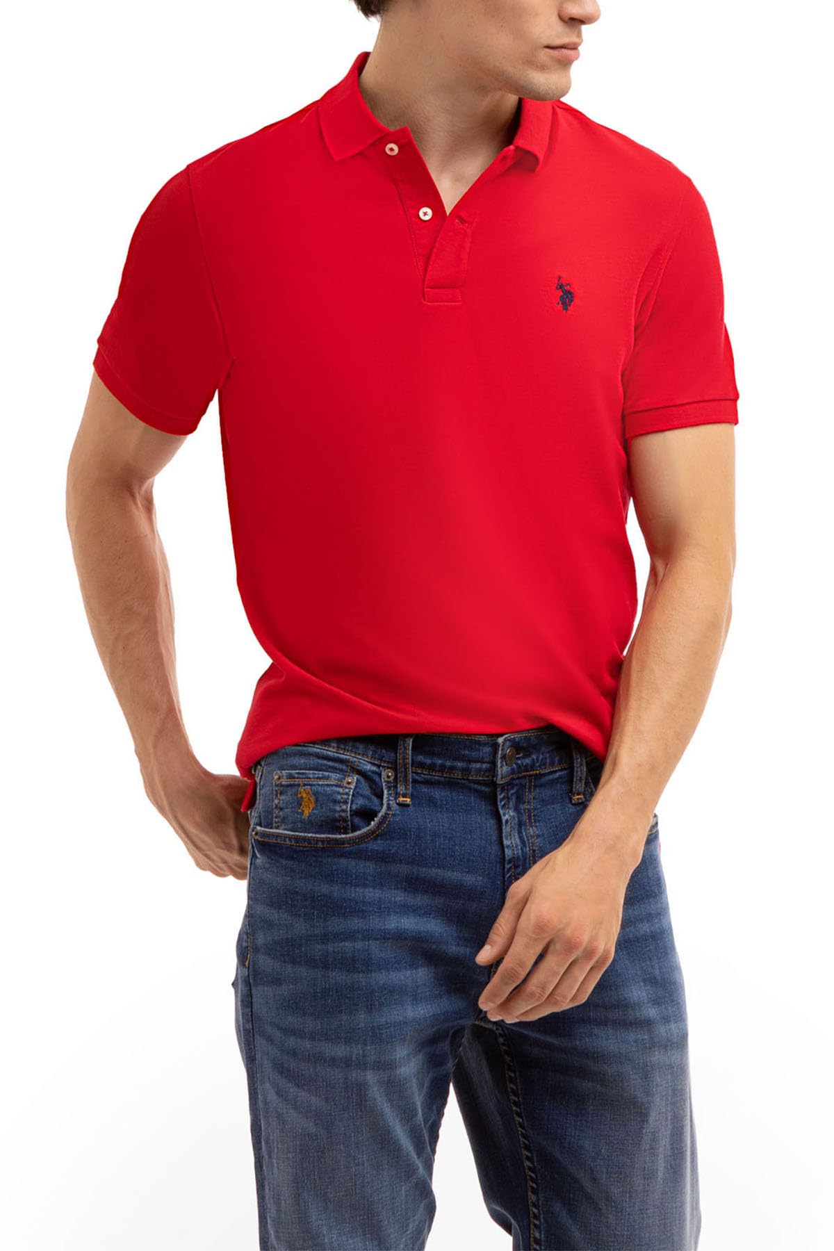HOTU.S. Polo Assn. Men's Classic Polo Shirt, Two-Button Closure Pique Polo Shirt, Summer Fashion Golf Shirt | Two-Button Closure Pique Polo Shirt, Summer Fashion Golf Shirt