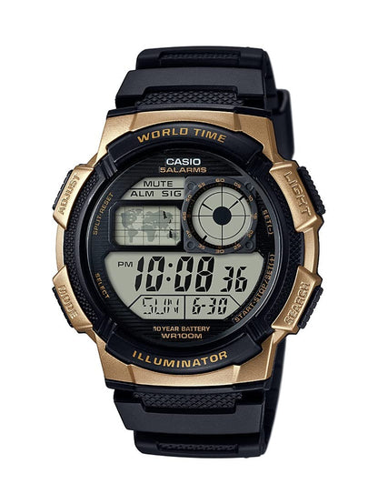 HOTCasio AE1000W Series | Men’s Digital Watch | 100M WR | Multi Alarms | 100 SEC Stopwatch | Countdown Timer | World Map for World Time | LED Light | LC Analog Display | 10 Year Battery