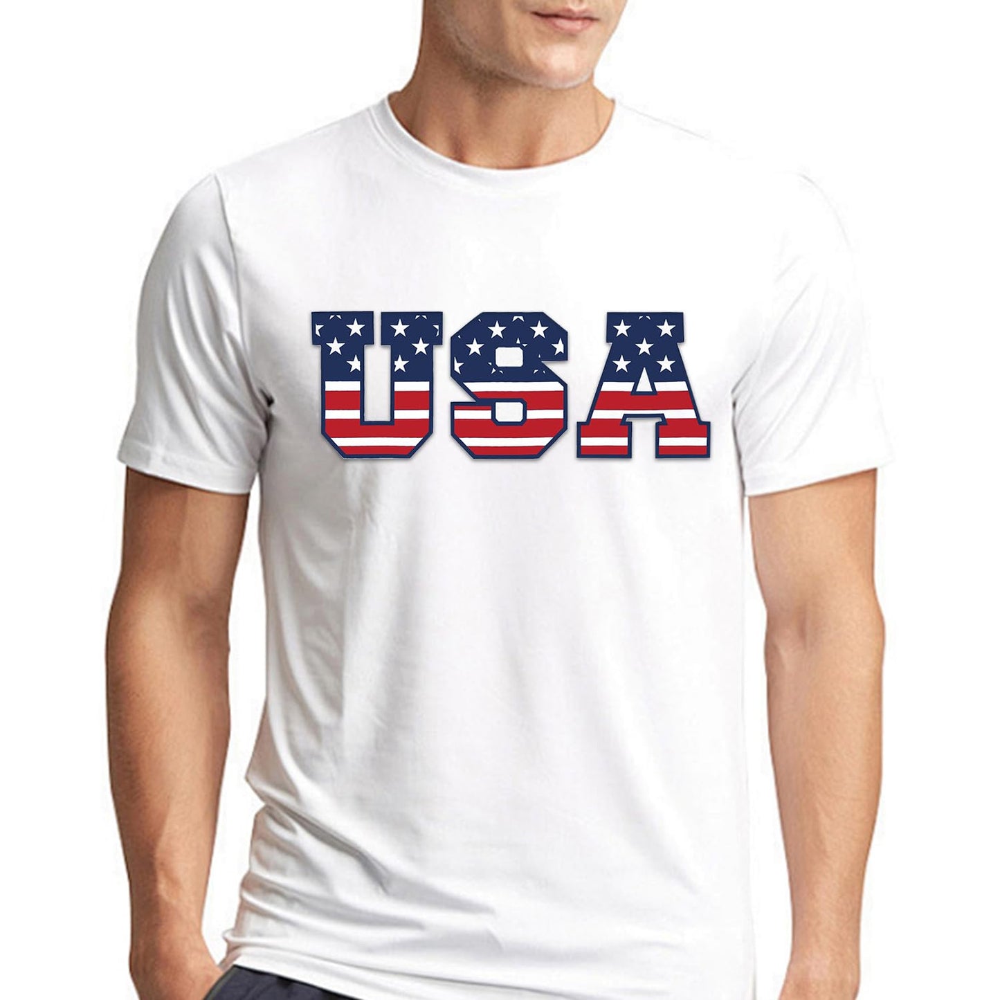 HOTSUWATOIN USA 4th of July Shirts for Men American Flag Short Sleeve Patriotic Independence Day Tee Top