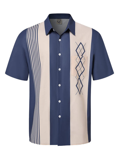 HOTHardaddy Men's Vintage Bowling Shirt Short Sleeve Button Down Hawaiian Summer Beach Printed Casual Shirts