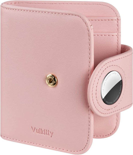 HOTVulkitty Womens Small Wallet for Air Tag RFID Blocking Vegan Leather Air Tag Wallet for Women