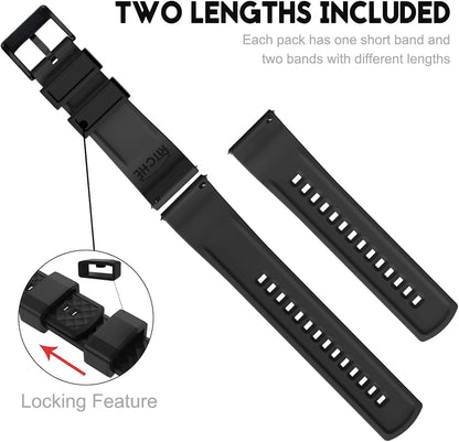 HOTRitche Christmas Gift Silicone Watch Bands 18mm 20mm 22mm 24mm Quick Release Rubber Watch Bands for Men, White Elephant Gifts, Stocking Stuffers For Men