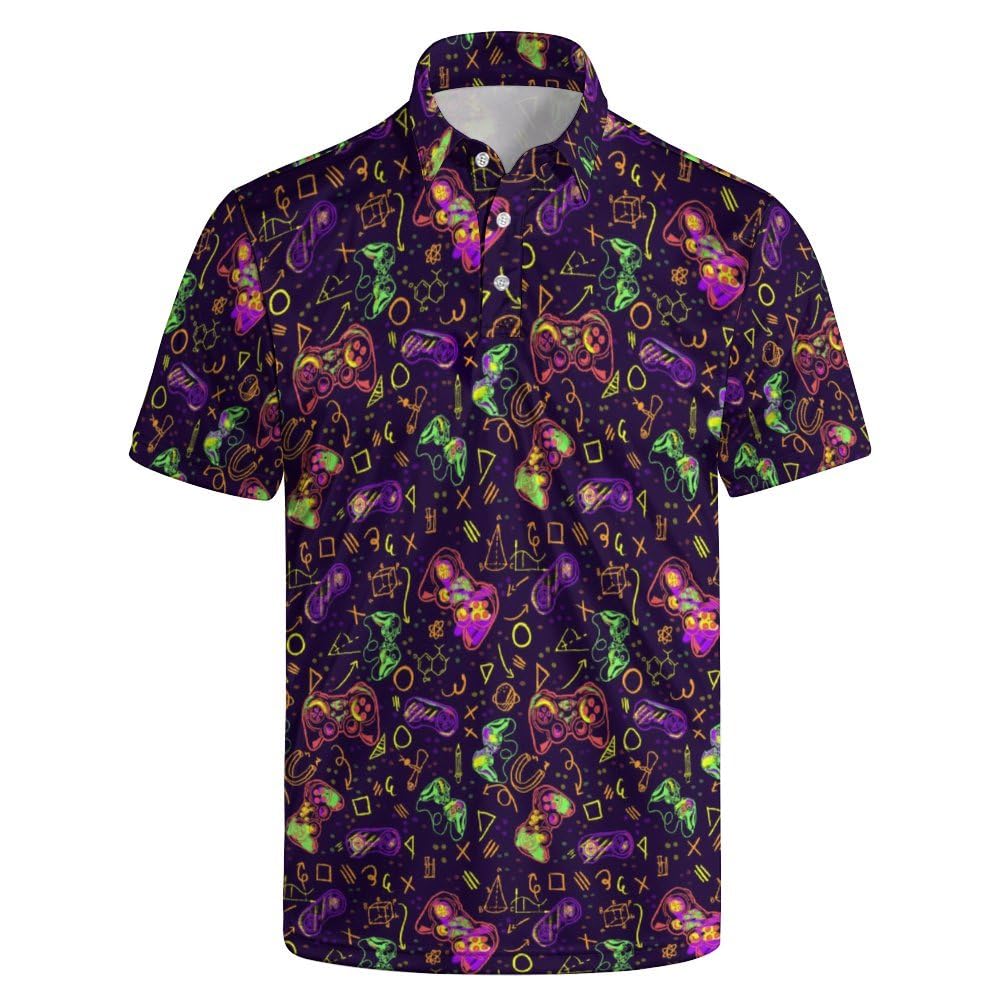 HOTGolf Polos for Men Funny Moisture Wicking Golf Shirts Performance Quick-Dry Polo Shirts Short Sleeve