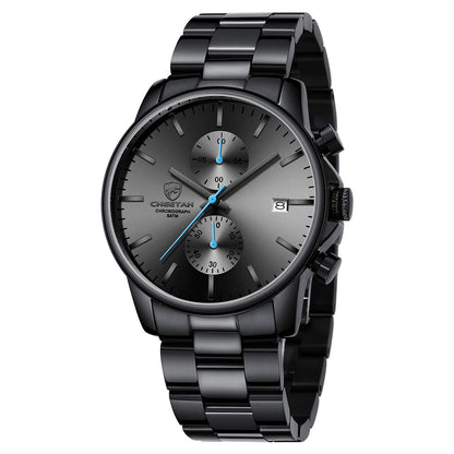HOTGOLDEN HOUR Fashion Business Mens Watches with Stainless Steel Waterproof Chronograph Quartz Watch for Men, Auto Date