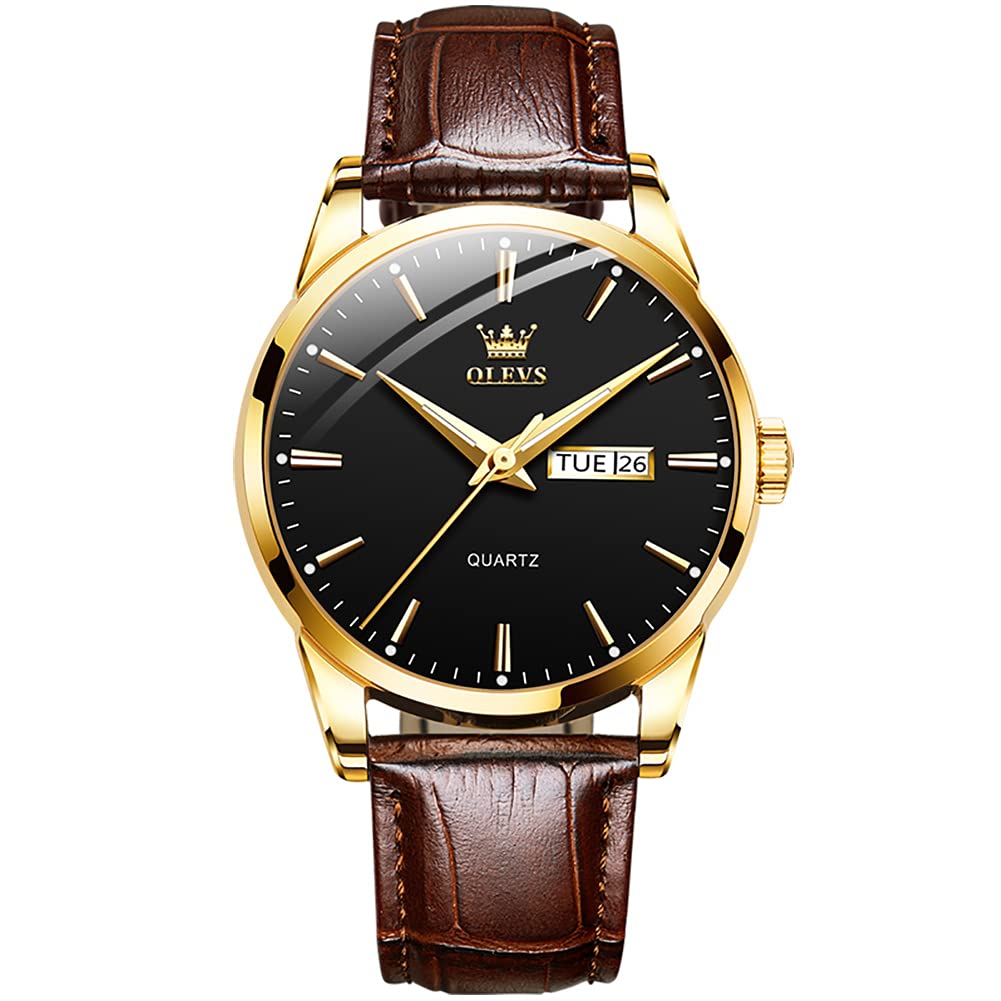 HOTOLEVS Men's Simple Watch with Day and Date, Stainless Steel Analog Quartz Watches for Men, Classic Luminous Hands Men's Dress Watches, Black/White/Blue Dial
