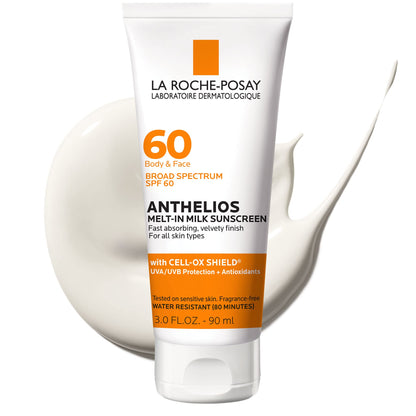 HOTLa Roche-Posay Anthelios Melt-In Milk Sunscreen SPF 60, Sunscreen For Body & Face, Broad Spectrum SPF + Antioxidants, Oil Free, Lightweight & Fast Absorbing, Oxybenzone Free