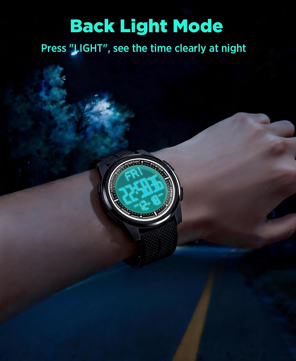 HOTBeeasy Digital Watch for Men Women, 50M Waterproof, Ultra-Thin & Lightweight, 44mm Silicone Sports Watch with Alarm, Stopwatch, Countdown, Ideal for Gym, Running, School, Daily Wear