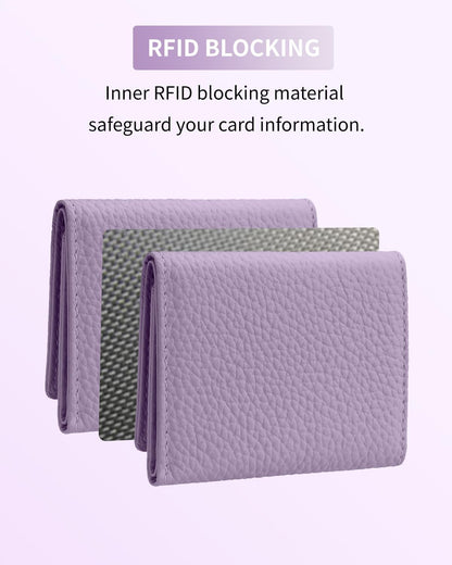 HOTKarmiir RFID Small Leather Wallet for Women with Coin Pouch Compact Trifold Mini Pocket Wallet with Cash Slot and Card Holders (Light Purple)