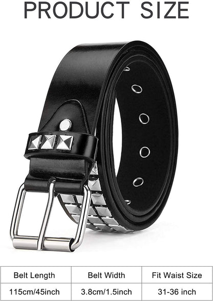 HOTStudded Belt, Metal Punk Rock Rivet Belt with Bright Pyramid Studded for Women Men