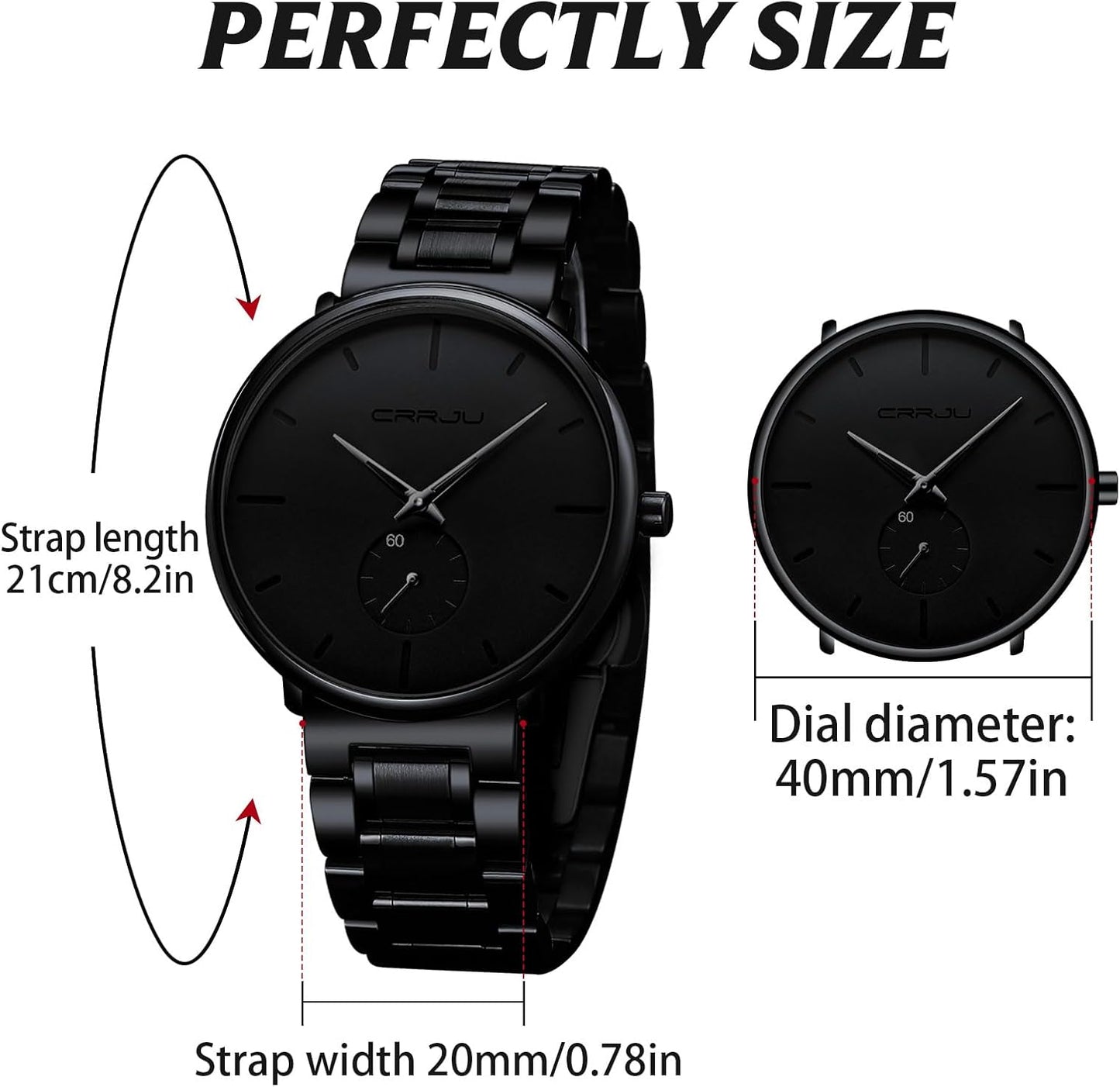 HOTMens Watches Ultra-Thin Minimalist Waterproof-Fashion Wrist Watch for Men Unisex Dress with Stainless Steel Band-Black Hands