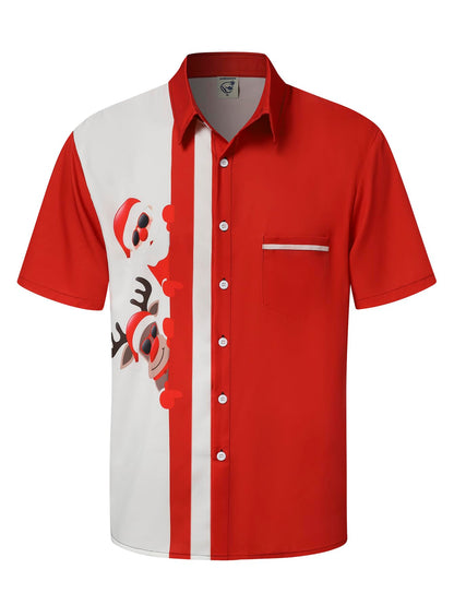 HOTHardaddy Men's Vintage Bowling Shirt Short Sleeve Button Down Hawaiian Summer Beach Printed Casual Shirts
