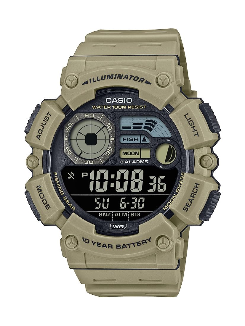 HOTCasio WS1500H Series | Men’s Digital Watch | 100M WR | Dual Time | Countdown Timer | LED Light | Moon Phase | Fishing Mode | Auto Calendar | Multi Alarms | 1/100 SEC Stopwatch