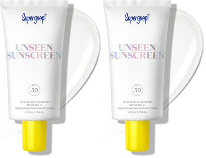 HOTSupergoop! Unseen Sunscreen - SPF 50 - Clear & Invisible Face Sunscreen + Broad Spectrum + Makeup-Gripping Primer - Weightless, Scentless, Oil Free