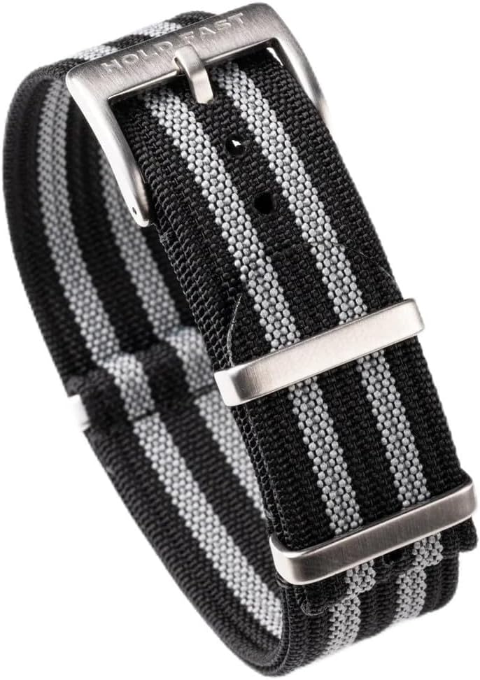 HOTAnchor Strap Co | Ribbed Nylon Watch Strap | Ridge Weave Quick-Dry Band | Brushed Stainless Steel Buckle | Floating Keeper | Heat-Sealed Notches | 5.75–8.5in Wrists