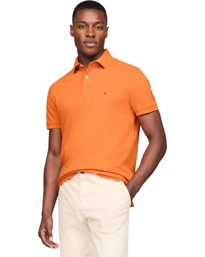 HOTTommy Hilfiger Men's Short Sleeve Polo Shirts in Slim Fit with Stretch and Organic Pique Cotton