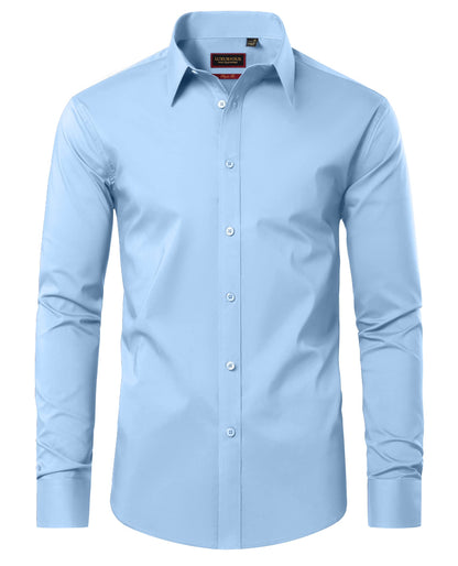 HOTLion Nardo Cotton Mens Dress Shirts Long Sleeve Wrinkle Free Business Casual Button Down Shirts Formal Shirts Big and Tall
