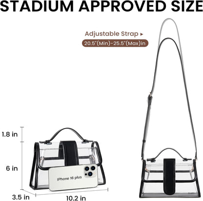 HOTCLUCI Clear Bag for Stadium Events Bundles with Small Wallet for Women