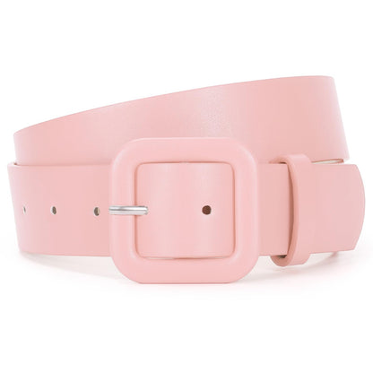 HOTWHIPPY Women Leather Belt Candy Color Fashion Square Buckle Belt Ladies Belt for Jeans Pants Dresses