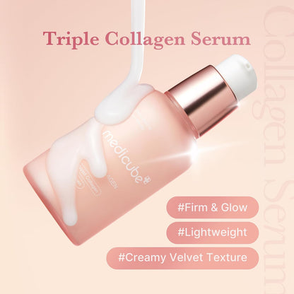 HOTMedicube Triple Collagen Serum 1.85 fl.oz - Nourish dull skin with Triple Collagen Complex - A lightweight serum with Niacinamide and Hyaluronic Acid - Korean Skincare