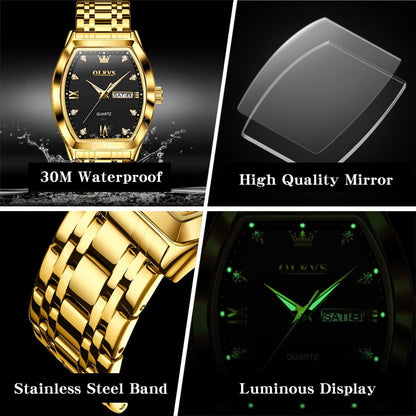 HOTOLEVS Mens Watches Luxury Business Analog Quartz Watches for Men with Stainless Steel Dress Date Waterproof Luminous Wrist Watches | Luxury Rectangle Face Tonneau Silver or Gold Stainless Steel Dress Watches for Men Roman Numerals with Black/Blue/White