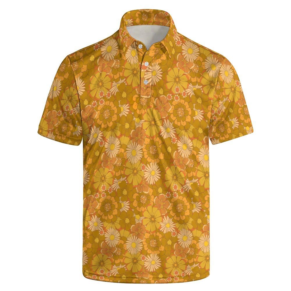 HOTGolf Polos for Men Funny Moisture Wicking Golf Shirts Performance Quick-Dry Polo Shirts Short Sleeve