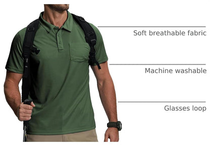HOTZITY 5 Pack Polo Shirts for Men with Pocket Dry Quickly Short Sleeve Athletic Outdoor Work Collared Shirts