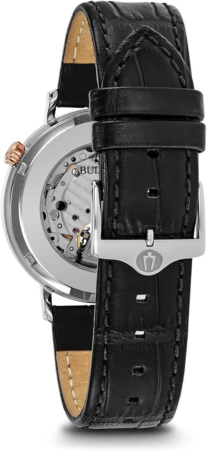 HOTBulova Men's Classic Aerojet 3-Hand Automatic Leather Strap Watch, Open Aperture, 40-Hour Power Reserve, Double Curved Mineral Crystal, 41mm