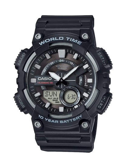 HOTCasio AEQ110BW Series | Men’s Analog-Digital Watch |100M WR | Multi Alarms | 100 SEC Stopwatch | Countdown Timer | World Map for World Time | LED Light | LC Display | 10 Year Battery