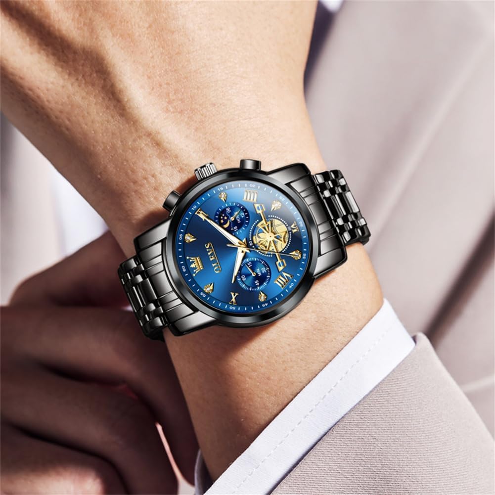 HOTOLEVS Watch Men Waterproof Stainless Steel Quartz Chronograph Analog Watch