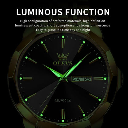 HOTOLEVS Watch for Men Diamond Business Dress Analog Quartz Stainless Steel Waterproof Luminous Date Two Tone Luxury Casual Wrist Watch Blue