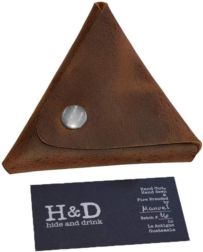 HOTHide & Drink, Leather Triangle Coin Pouch/Wallet/Purse/Case/Holder/SD Cards/USB Flash/Cash/Cords, Handmade :: Bourbon Brown