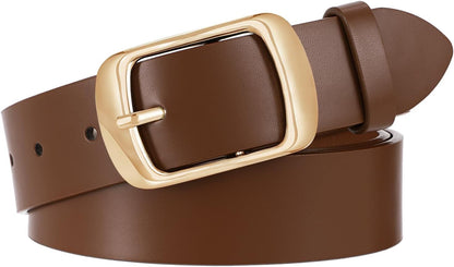 HOTWHIPPY Women Leather Belts for Jeans Pants Fashion Dress Belt for Women with Solid Pin Buckle