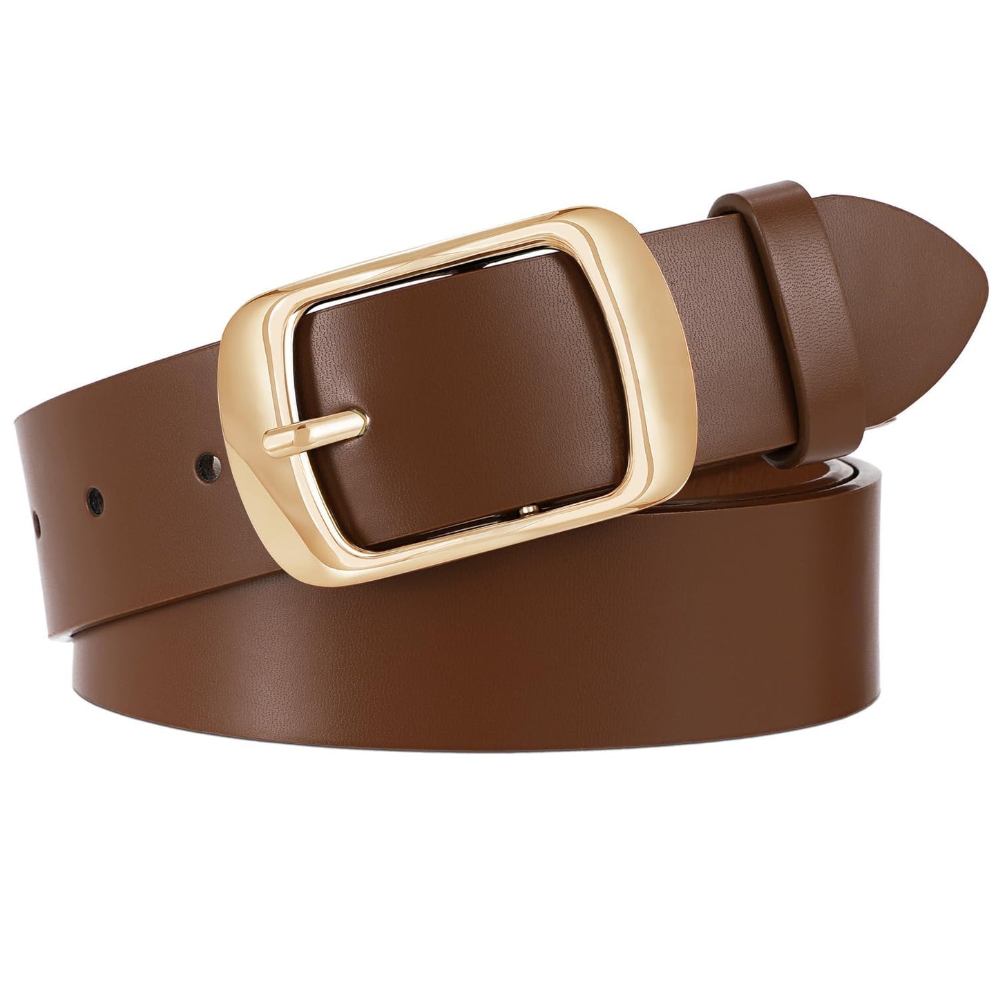HOTWHIPPY Women Leather Belts for Jeans Pants Fashion Dress Belt for Women with Solid Pin Buckle