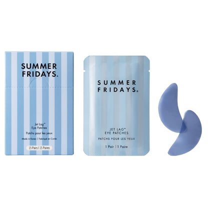 HOTSummer Fridays Jet Lag Hydrating Eye Patches - De-puffing Hydrogel Under Eye Masks with Hyaluronic Acid, Caffeine + Peptides - Soothing + Refreshing At-Home + Travel Skin Care (6 Pairs)