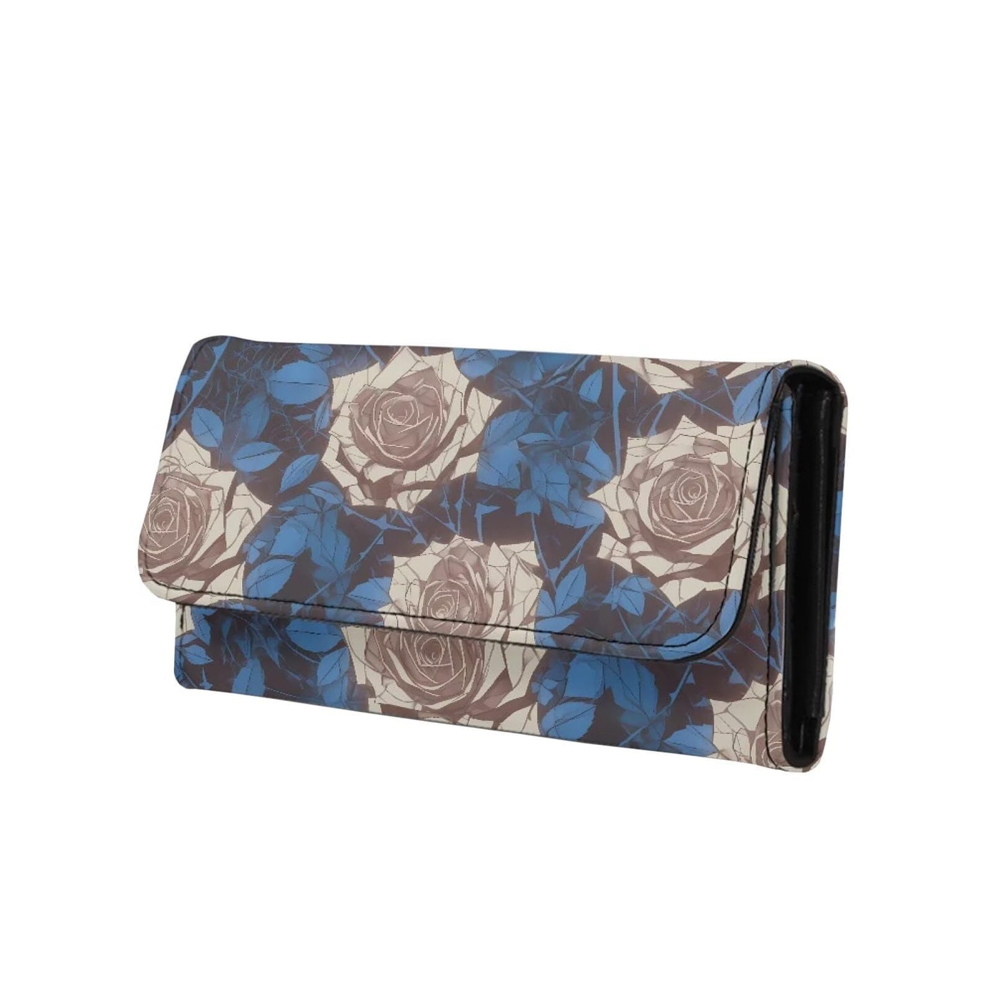 HOTPainting Iris Long Wallets for Women PU Leather Ladies Billfold Wallet,Snap Closure, Purple White Yellow Flowers Trifold Clutch Checkbook Purse with Zipper Pocket