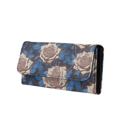 HOTPainting Iris Long Wallets for Women PU Leather Ladies Billfold Wallet,Snap Closure, Purple White Yellow Flowers Trifold Clutch Checkbook Purse with Zipper Pocket