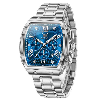 HOTOLEVS Watches for Men Analog Quartz Luxury Diamond Waterproof Chronograph Stainless Steel Big Face Square Date Moon Phase Roman Numeral Dress Mens Watches