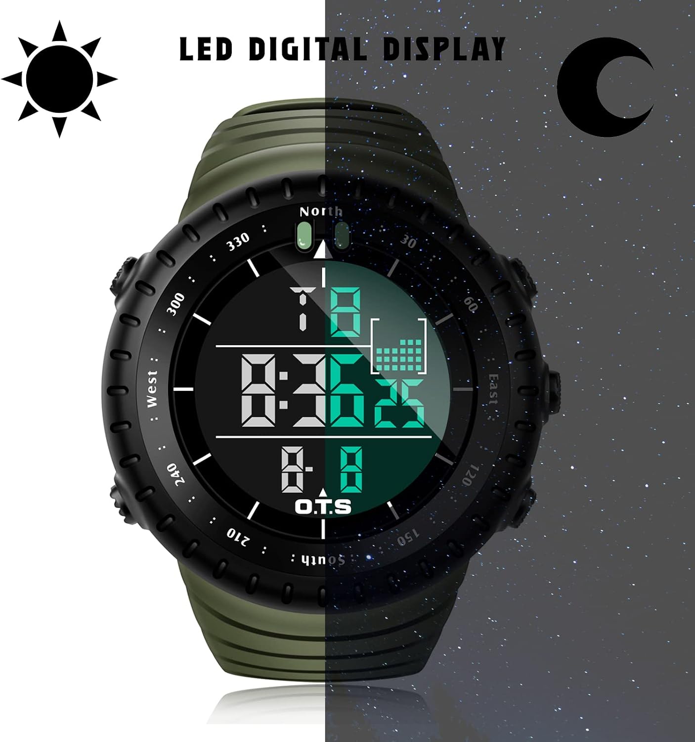 HOTPALADA Men's Digital Sports Watch Waterproof Tactical Watch with LED Backlight Watches for Men
