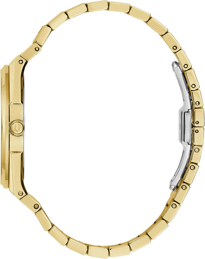 HOTBulova Mens Dress Classic Quartz Two Tone Stainless Steel Watch, Patterned Dial, 39mm