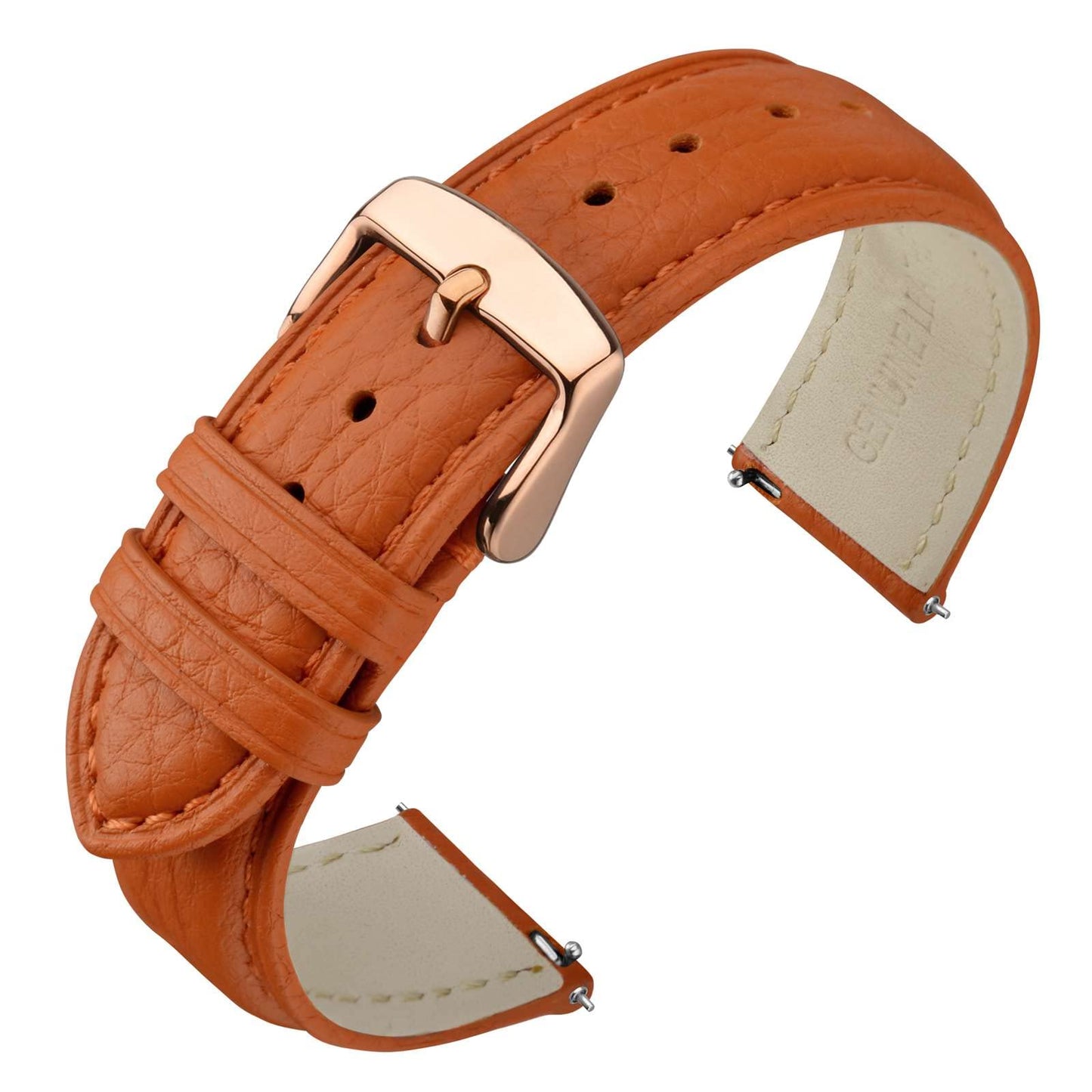 HOTANNEFIT Watch Band 18mm, Quick Release Textured Padded Leather Straps with Gold Buckle for Men and Women (Black)