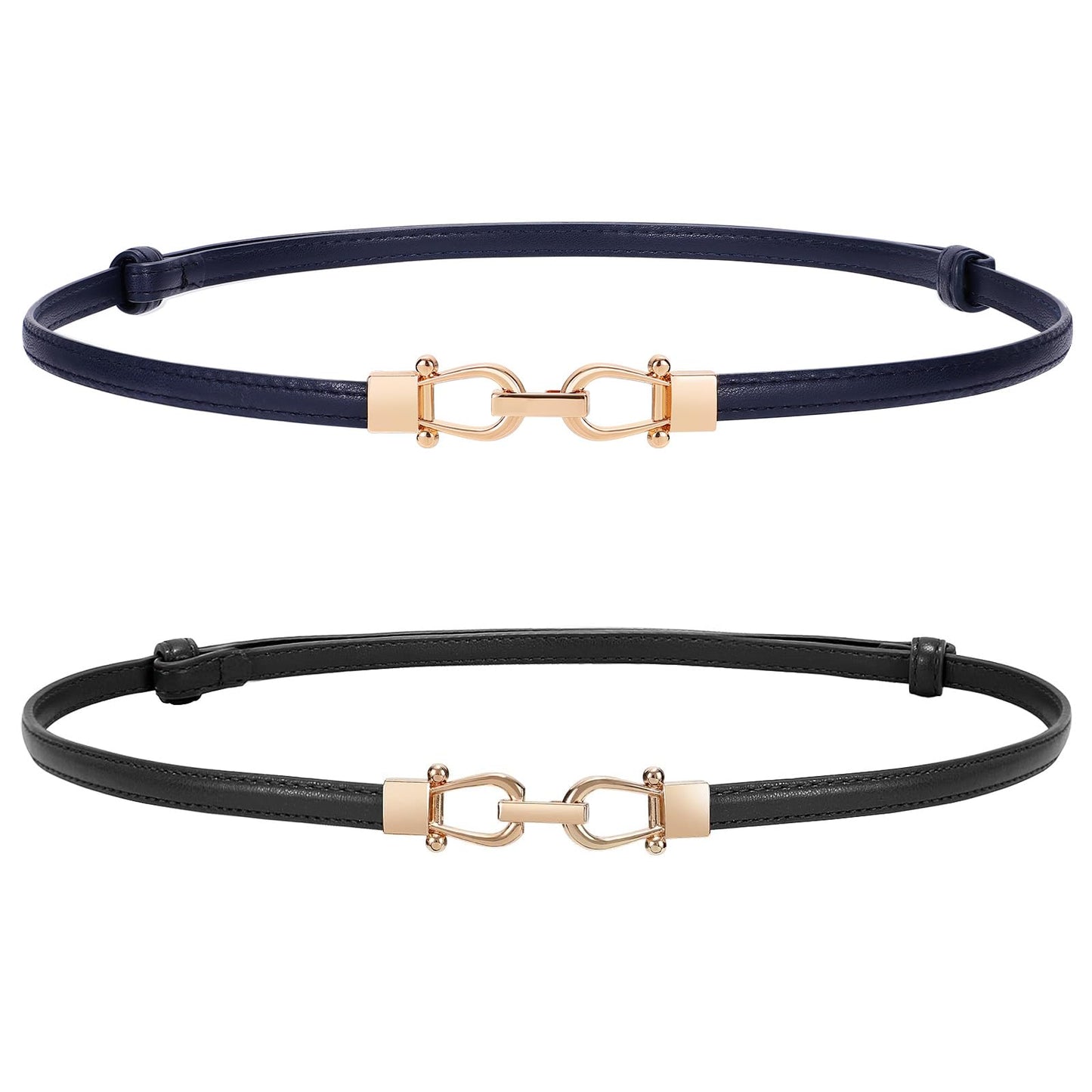 HOTWERFORU Women Classic Leather Belt With Square Gold Silver Buckle For Jeans Pants