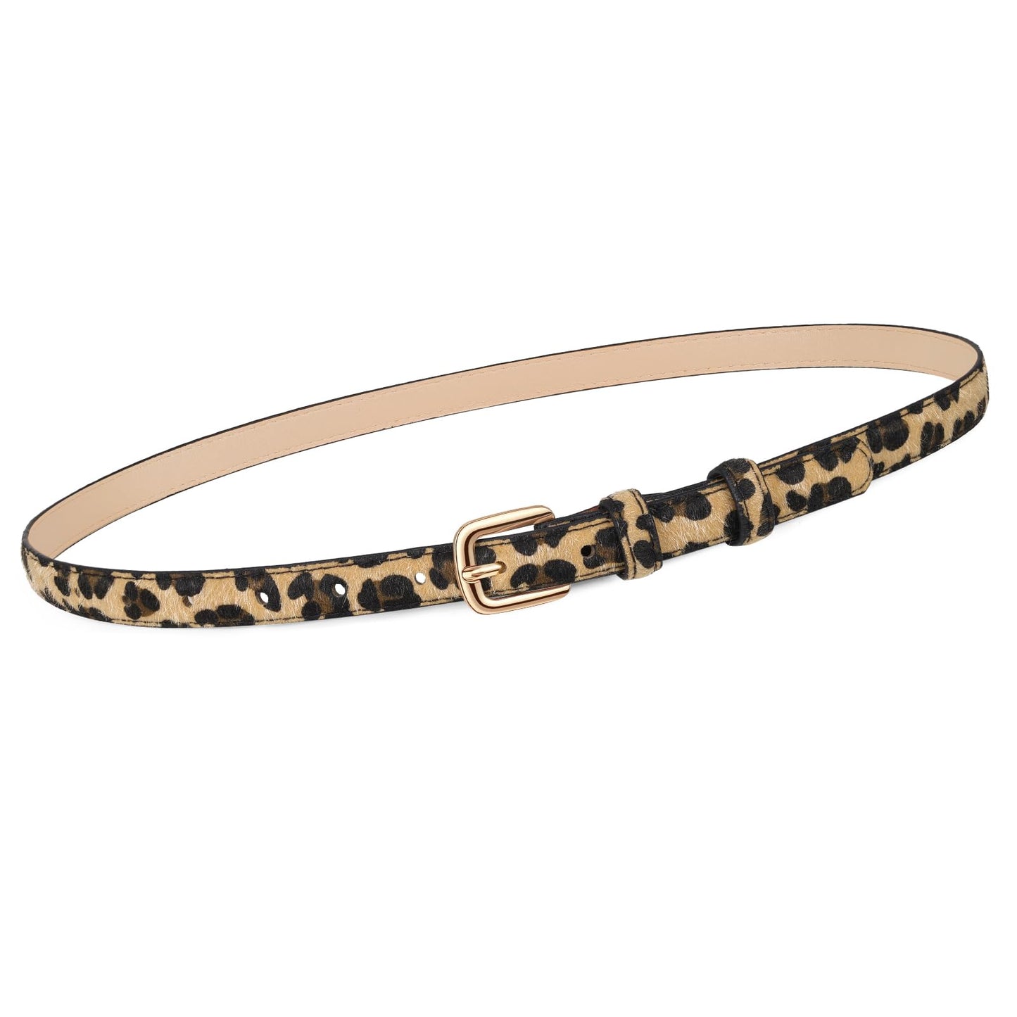 HOTJASGOOD Women Skinny Faux Leather Belt Thin Waist Belt for Women Jeans Dress Fashion Ladies Belt with Gold Buckle,21 Colors