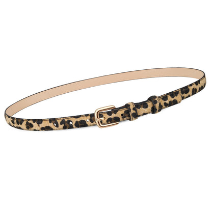 HOTJASGOOD Women Skinny Faux Leather Belt Thin Waist Belt for Women Jeans Dress Fashion Ladies Belt with Gold Buckle,21 Colors