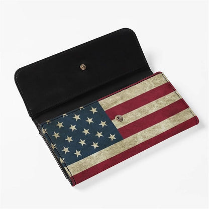 HOTAFPANQZ Women's Wallets Large Capacity with RFID Protection Waterproof Leather Long Clutch Wallet Phone Holder Zip Multi-Cards Slots PU Leather Wallet American Flag Clutch Wallet