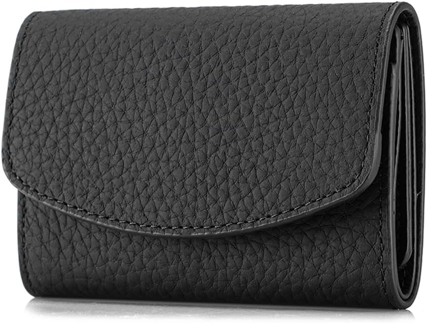HOTKarmiir Minimalist RFID Soft Leather Wallet for Women, Trifold and Compact Everyday Carry Wallet with Card Holder, Cash and Coin Pocket, Mini and Slim Into Small Bags (Black)