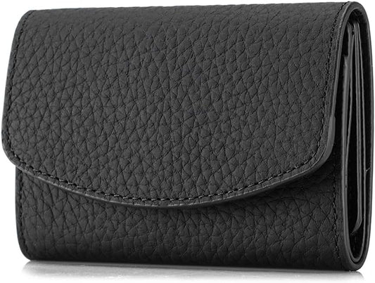 HOTKarmiir Minimalist RFID Soft Leather Wallet for Women, Trifold and Compact Everyday Carry Wallet with Card Holder, Cash and Coin Pocket, Mini and Slim Into Small Bags (Black)
