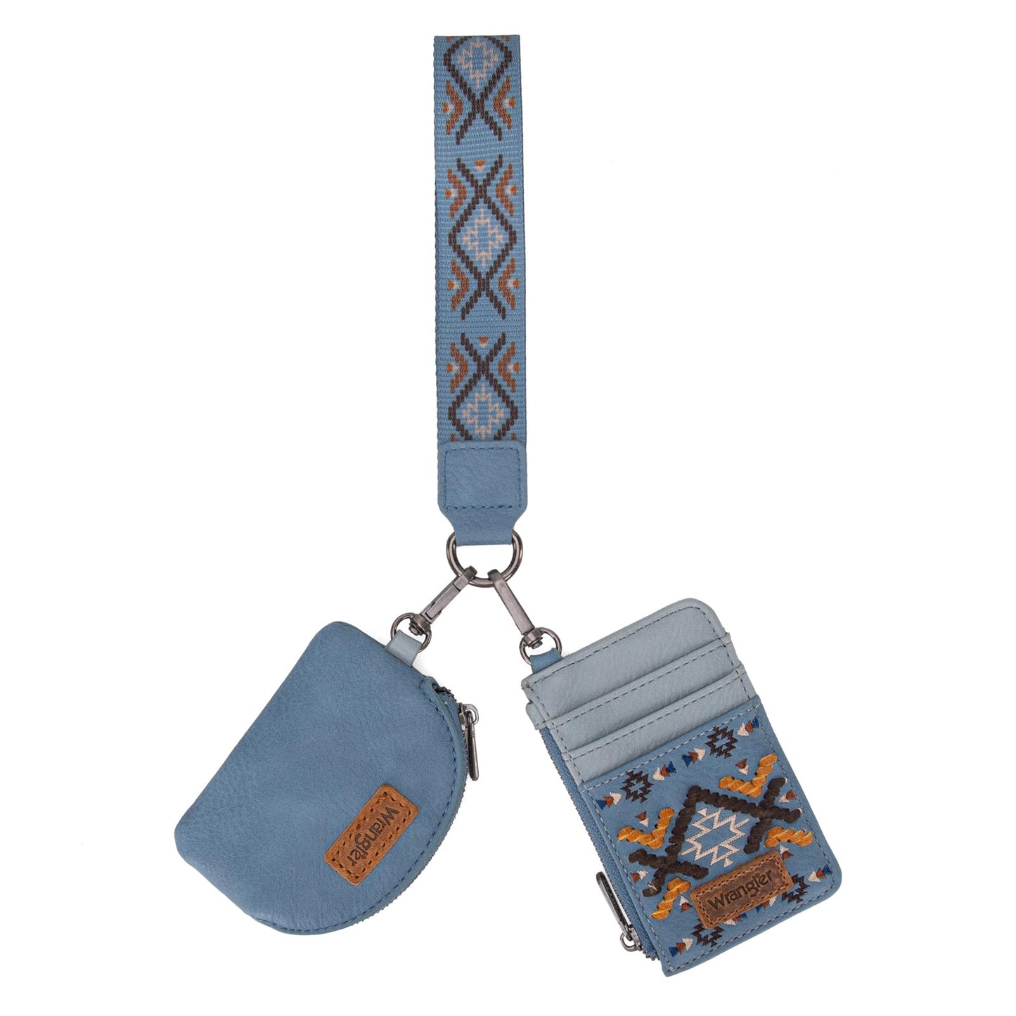 HOTWrangler Western Keychain Wristlet Wallets for Women Retro Dual Pouch Wristlet Credit Card Holder Wallet with Zipper Pocket WG2214-W0051BK
