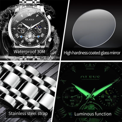 HOTOLEVS Watches Men Waterproof Luxury Big Face Mens Watch Stainless Steel Quartz Analog Dress Watches for Men Luminous Multifunction Man Watch Relojes De Hombre