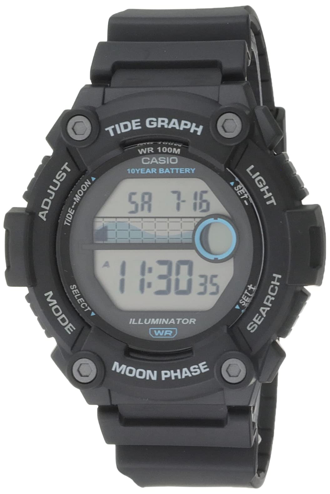 HOTCasio WS1300H Series | Digital Watch | 100 Meter Water Resistance | LED Backlight | 1/100 SEC Stopwatch | Tide Graph | Coundtown Timer | LED Light | Multi Function Alarms | 10 Year Battery